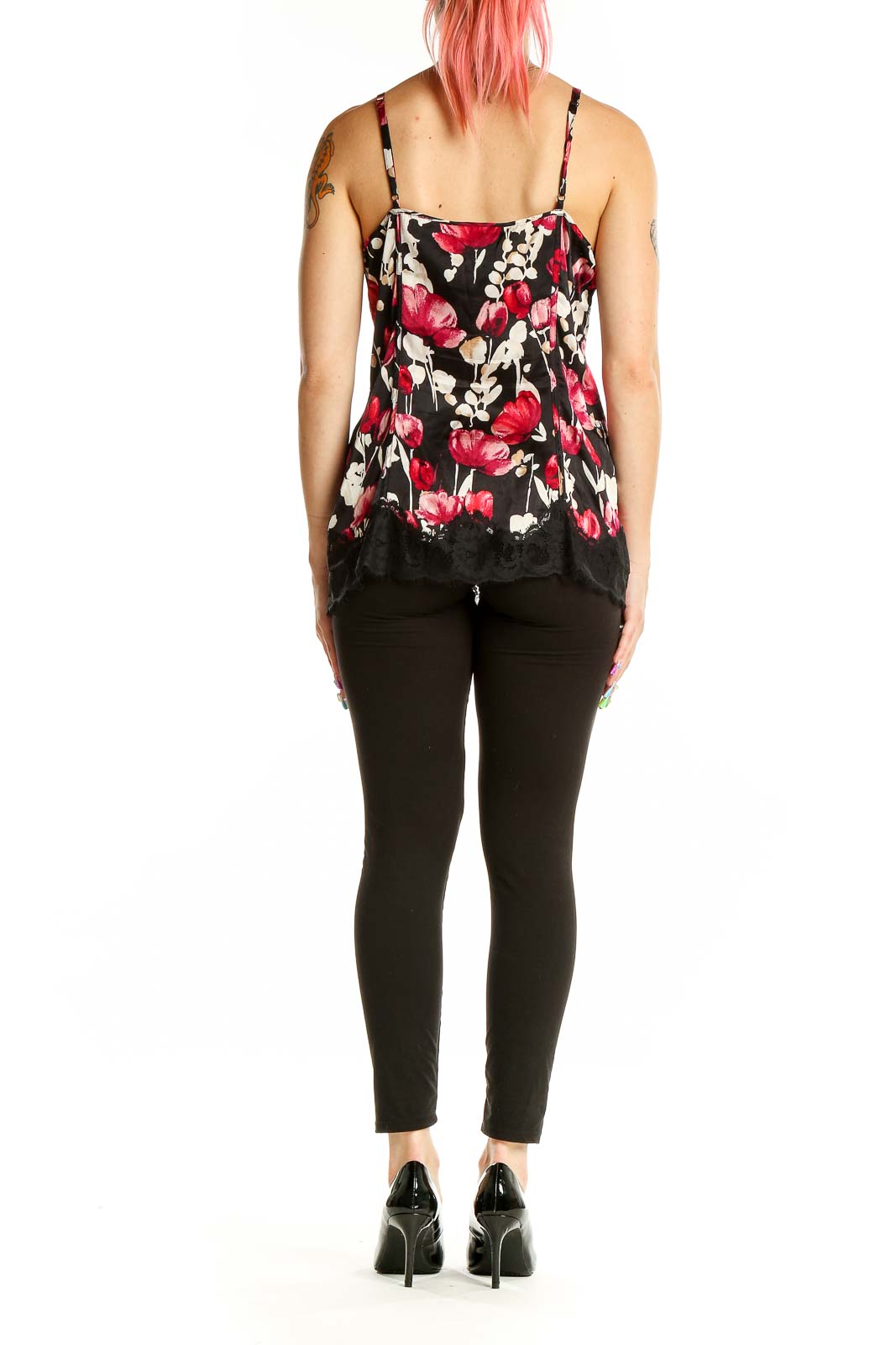 Back view of Black Floral Print Camisole Top from White House Black Market