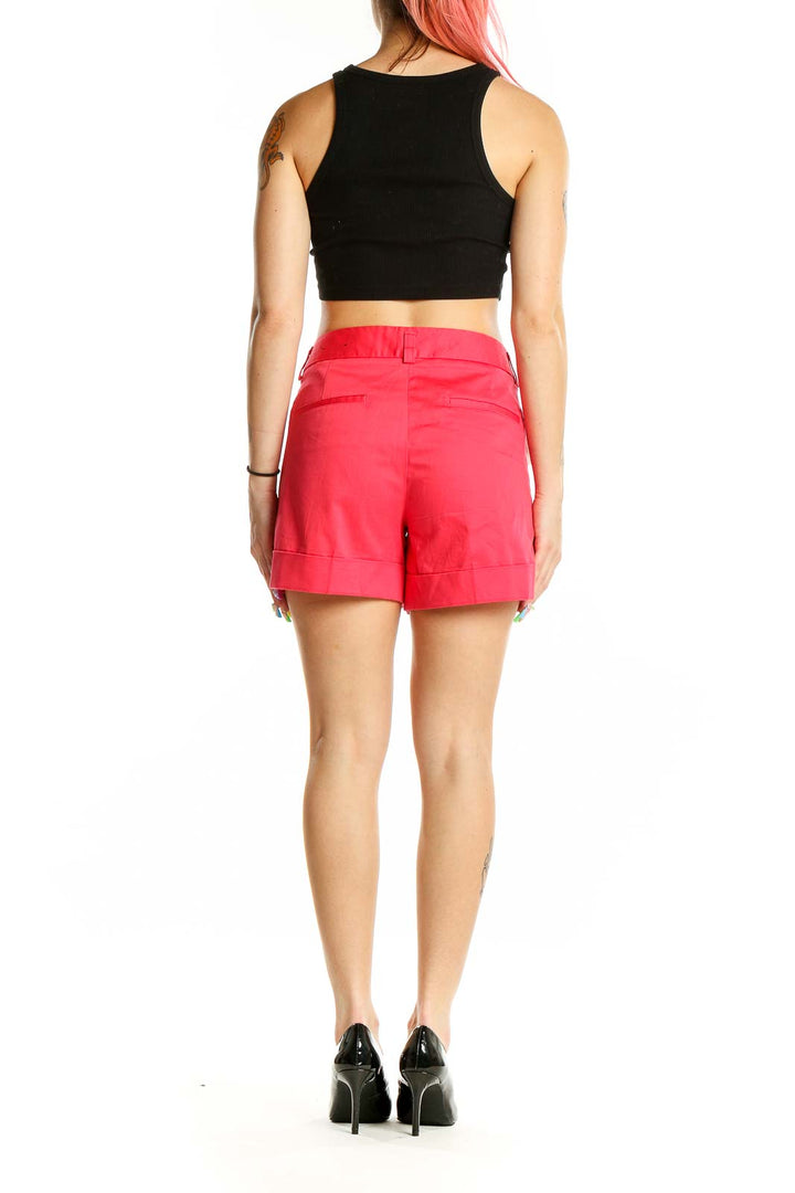 Pink Solid Non-denim Shorts