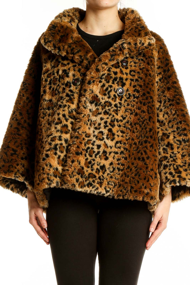 Front view of leopard print faux fur jacket from Free People