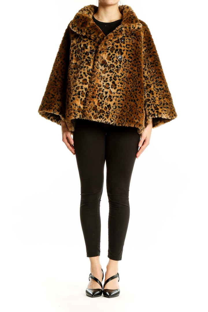 Front view of leopard print faux fur jacket from Free People