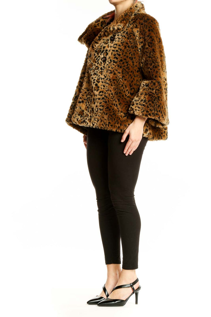 Front view of leopard print faux fur jacket from Free People