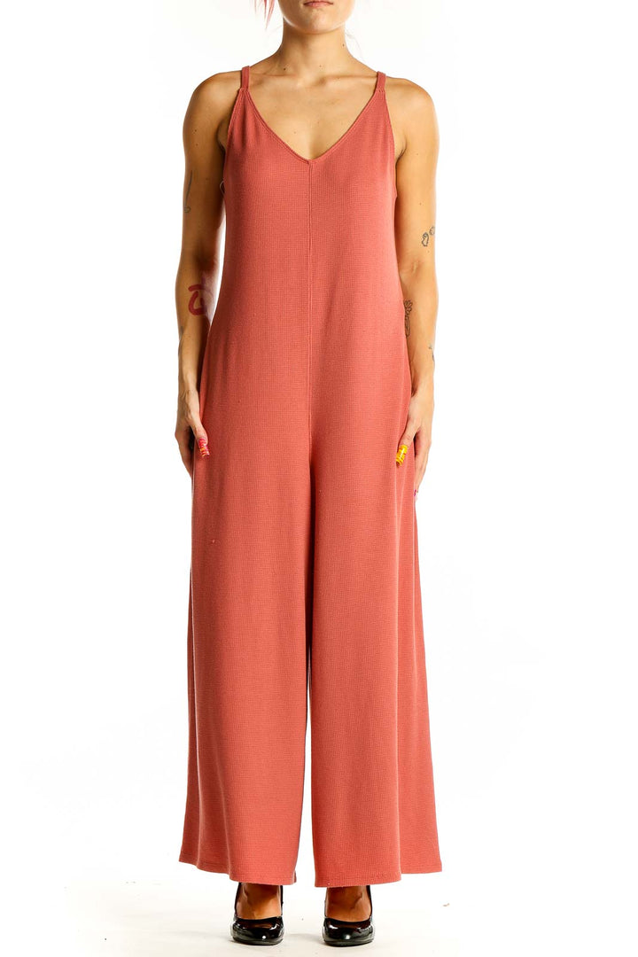 Orange Solid Jumpsuit