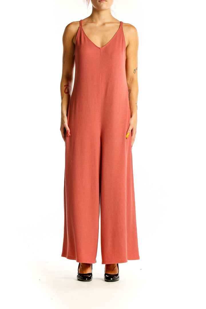 Orange Solid Jumpsuit