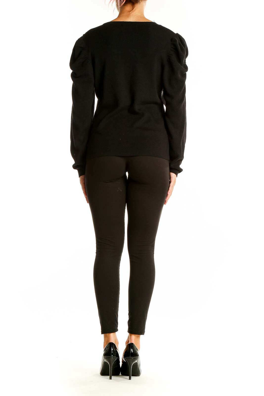 Black Puff Sleeve Sweater