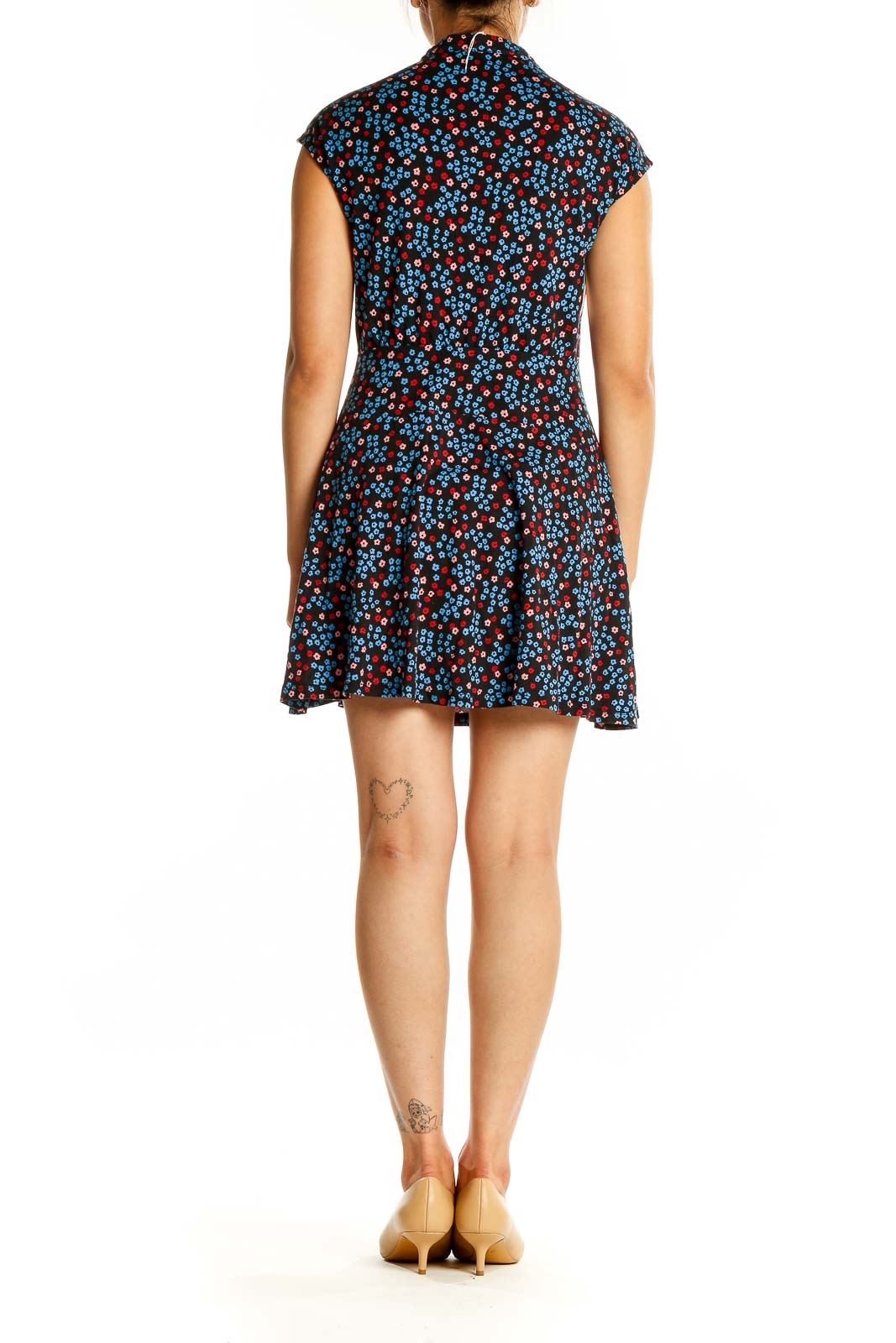 Black Blue Brown Print Dress