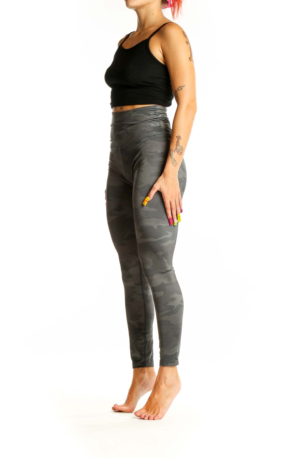 Gray Camouflage Activewear Leggings