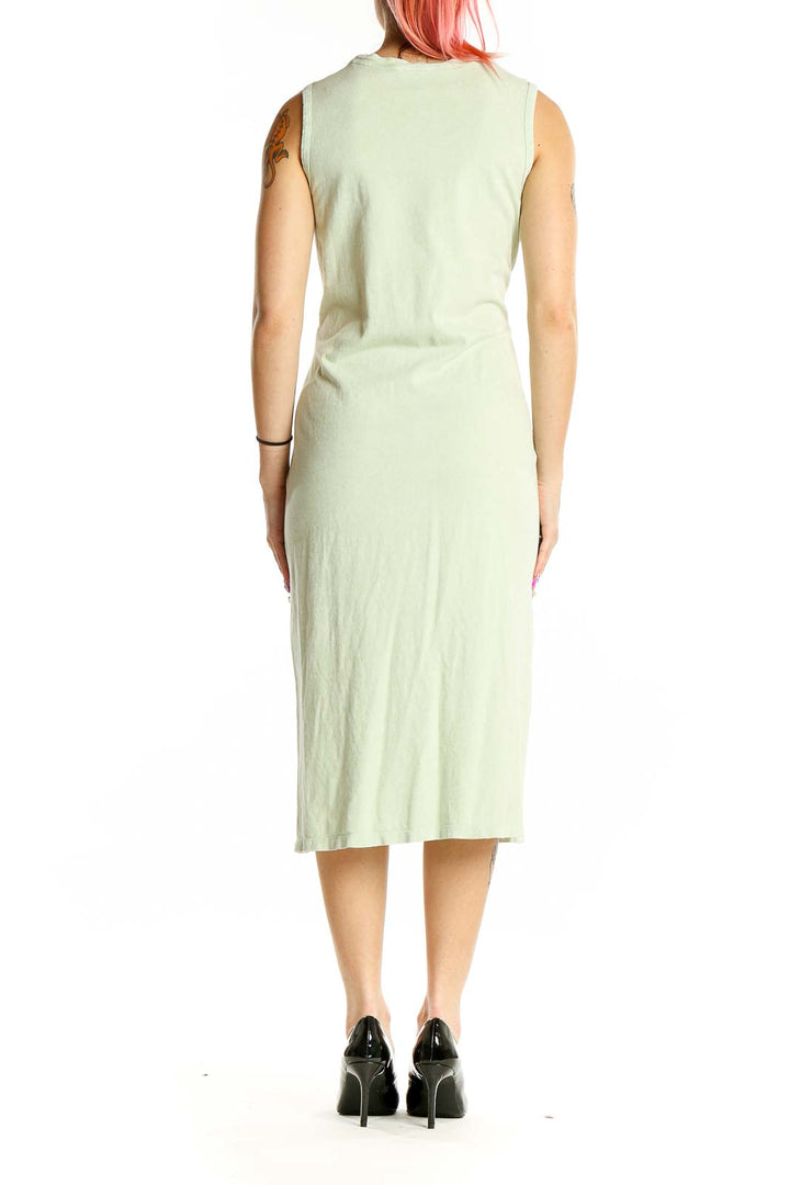 Back view of Calvin Klein mint green sleeveless cotton midi dress