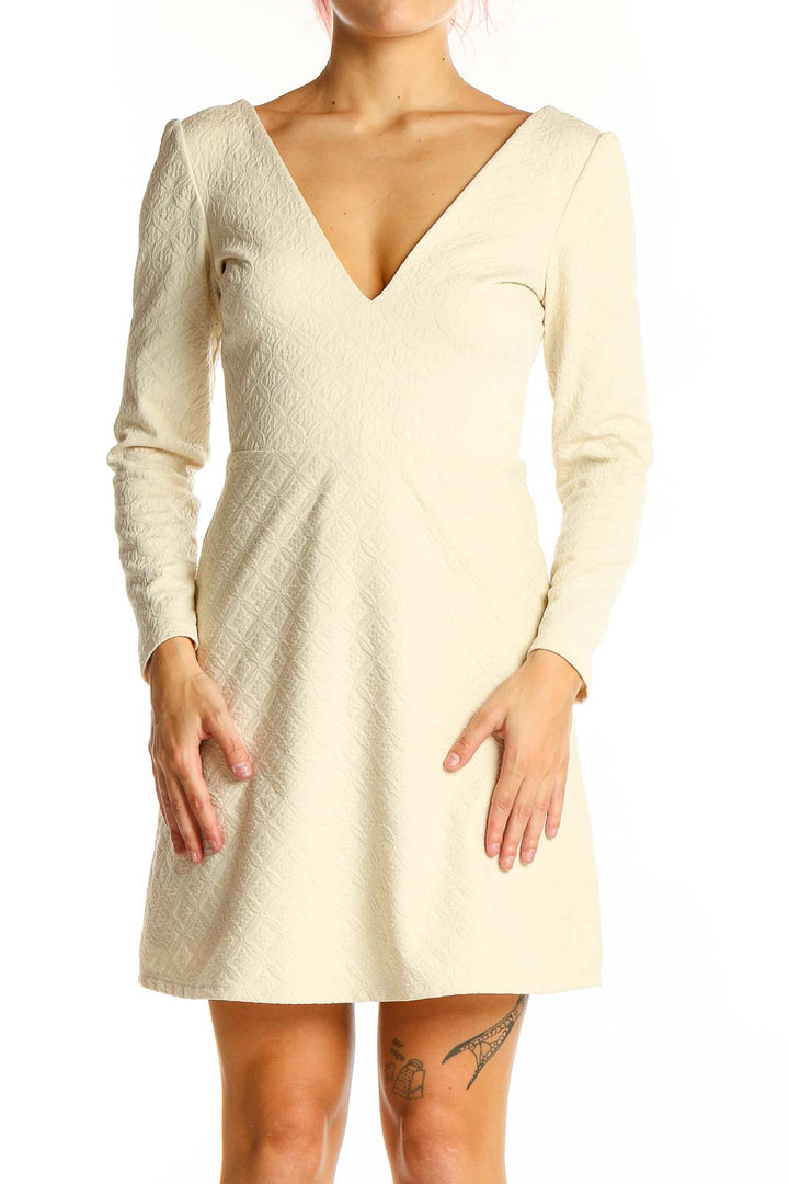 Beige All Day Wear Classic Solid Dress