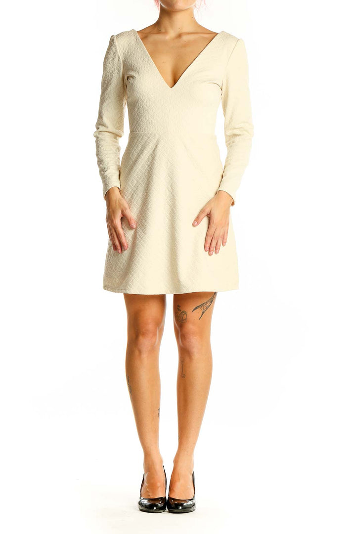 Beige All Day Wear Classic Solid Dress