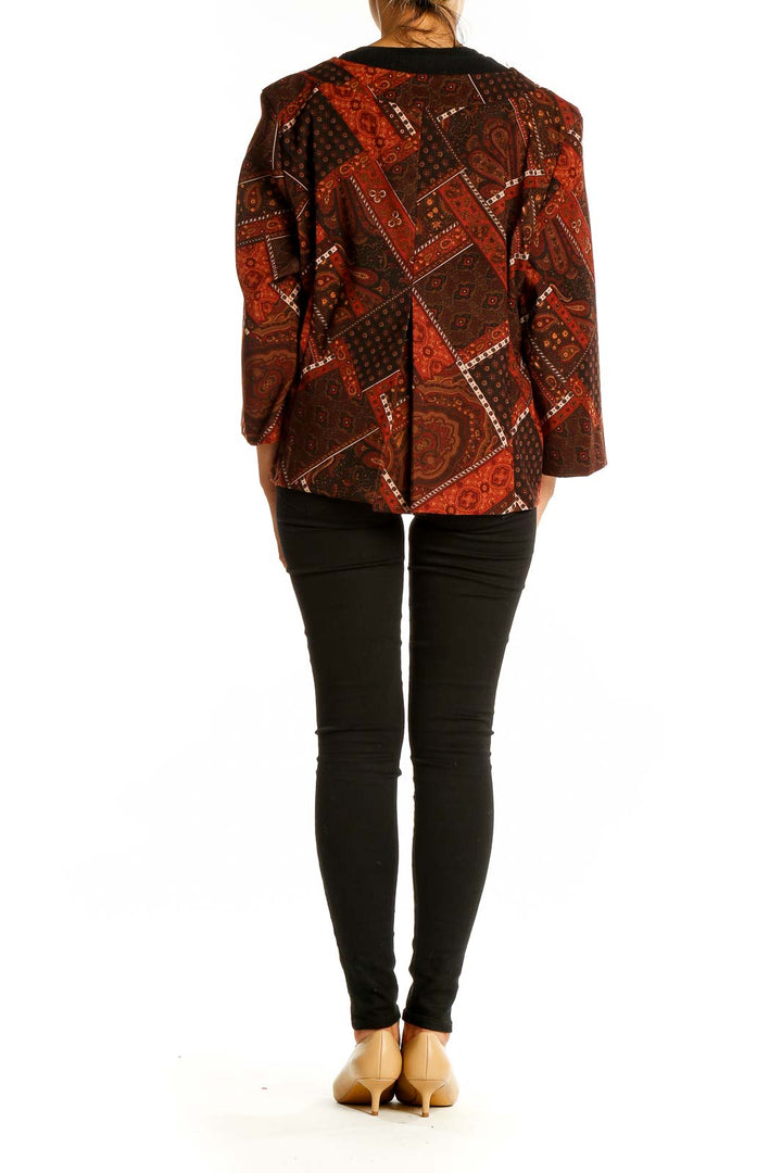 Back view of Brown Paisley Print Swing Jacket by Courtenay