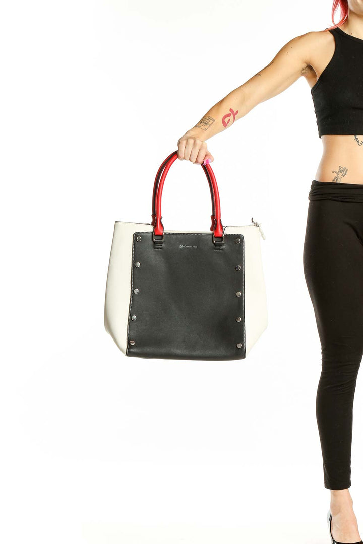 Black White Stud Detail Tote