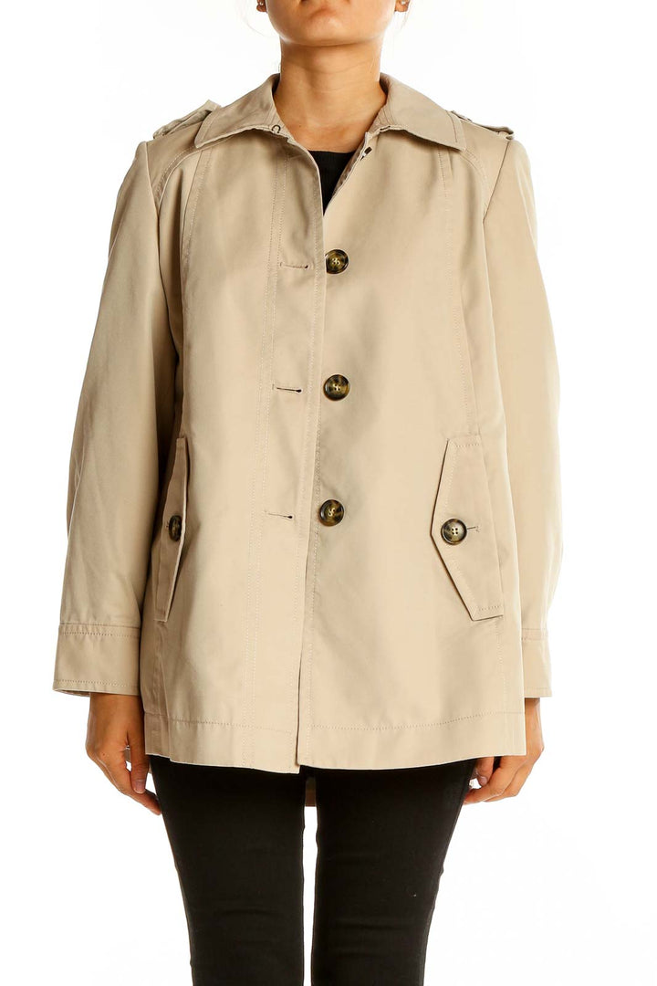 Neutral Button Up Trench Coat