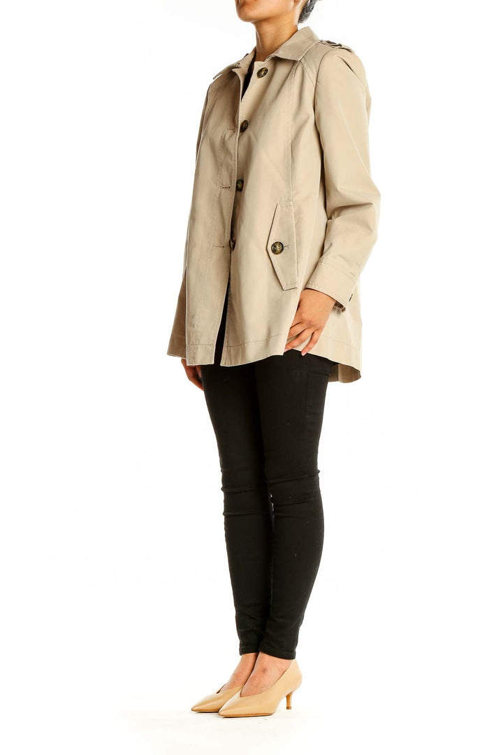 Neutral Button Up Trench Coat