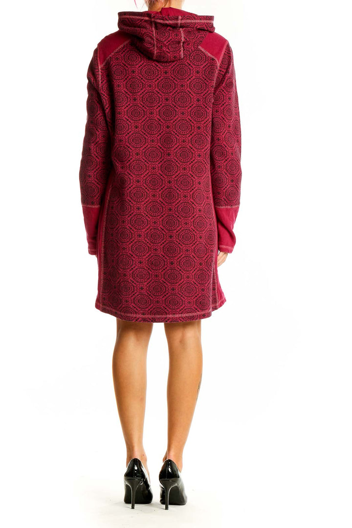 Red Hooded Print Dress