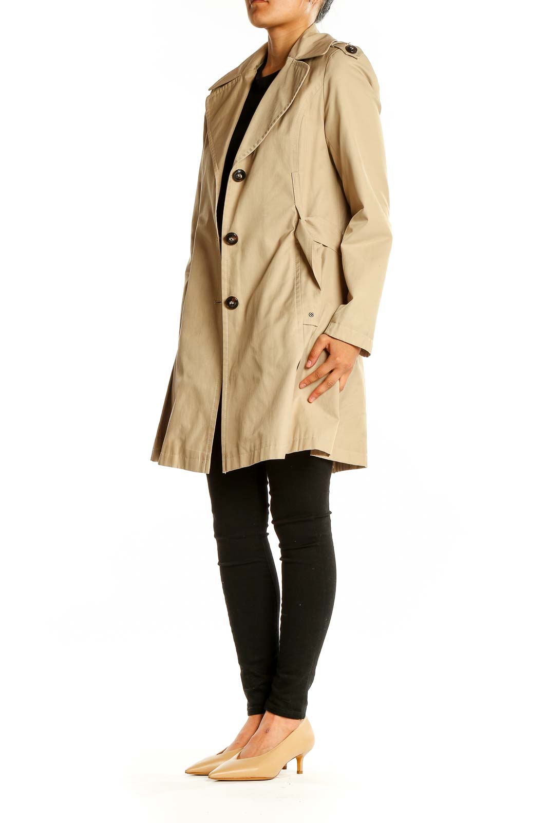 Beige Single Breasted Trench Coat