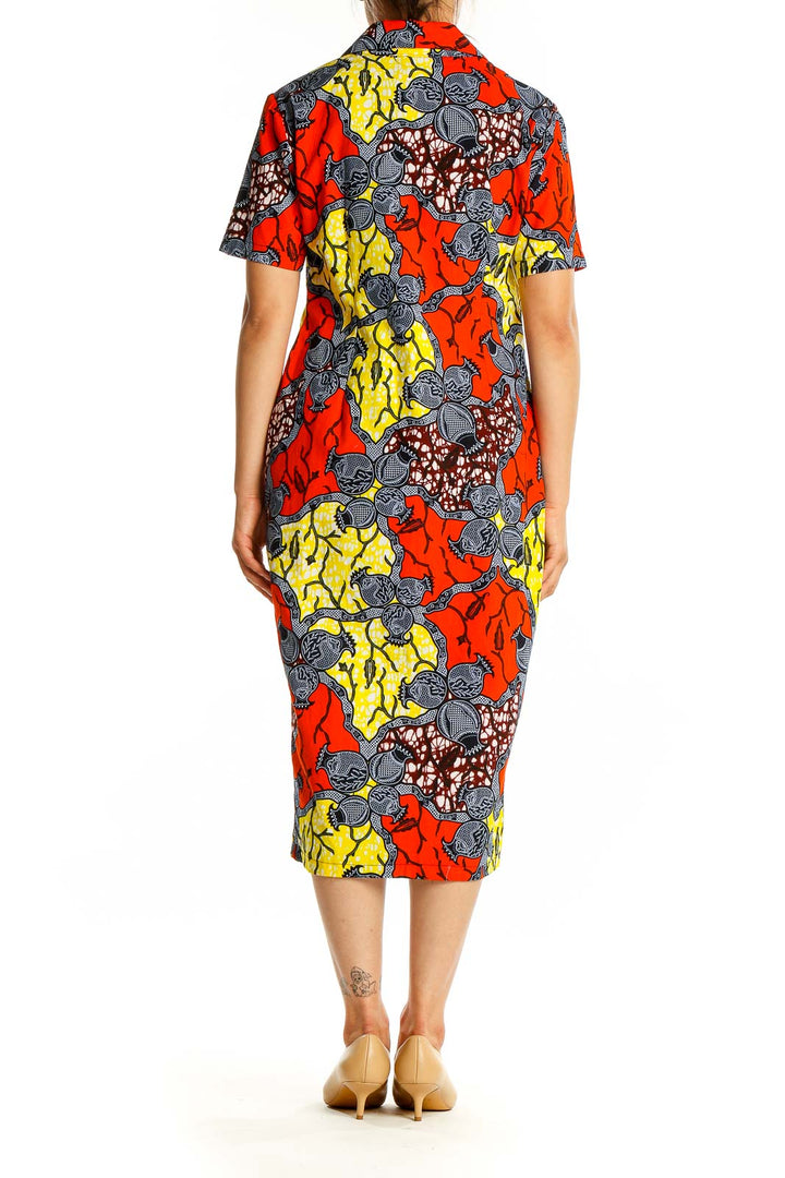 Back view of SilkRoll multicolor floral print shirt dress showing full-length design