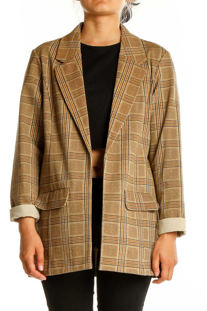 Brown Plaid Checks Blazer