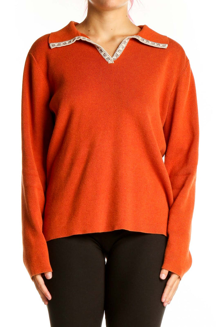 Orange Solid Sweater