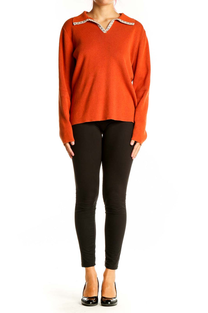 Orange Solid Sweater