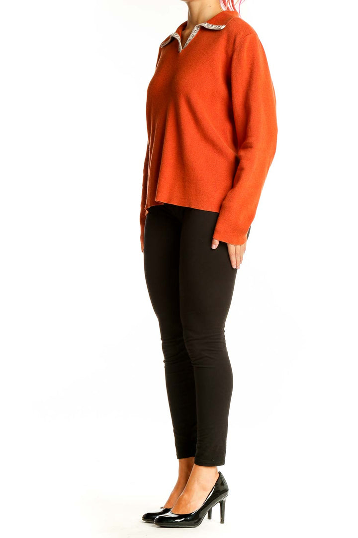 Orange Solid Sweater