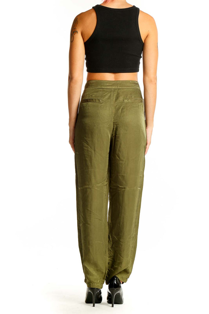 Back view of olive green Scotch & Soda viscose cargo pants