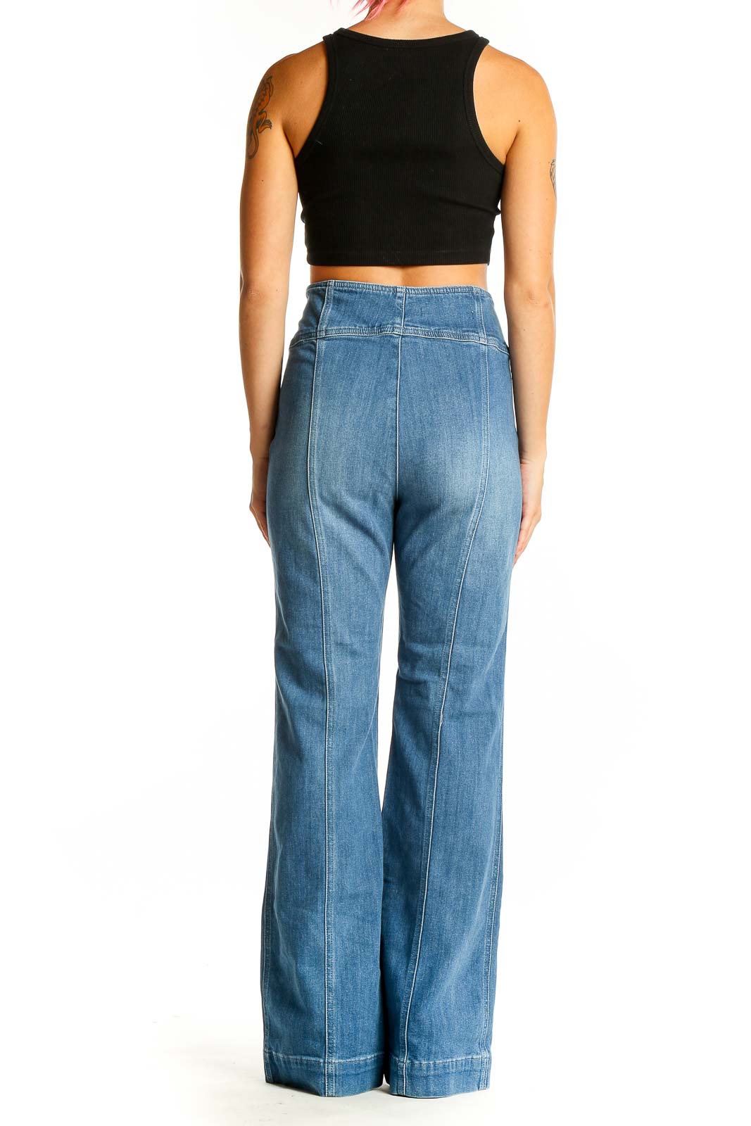 Blue Dark Rinse Wide Leg Jeans