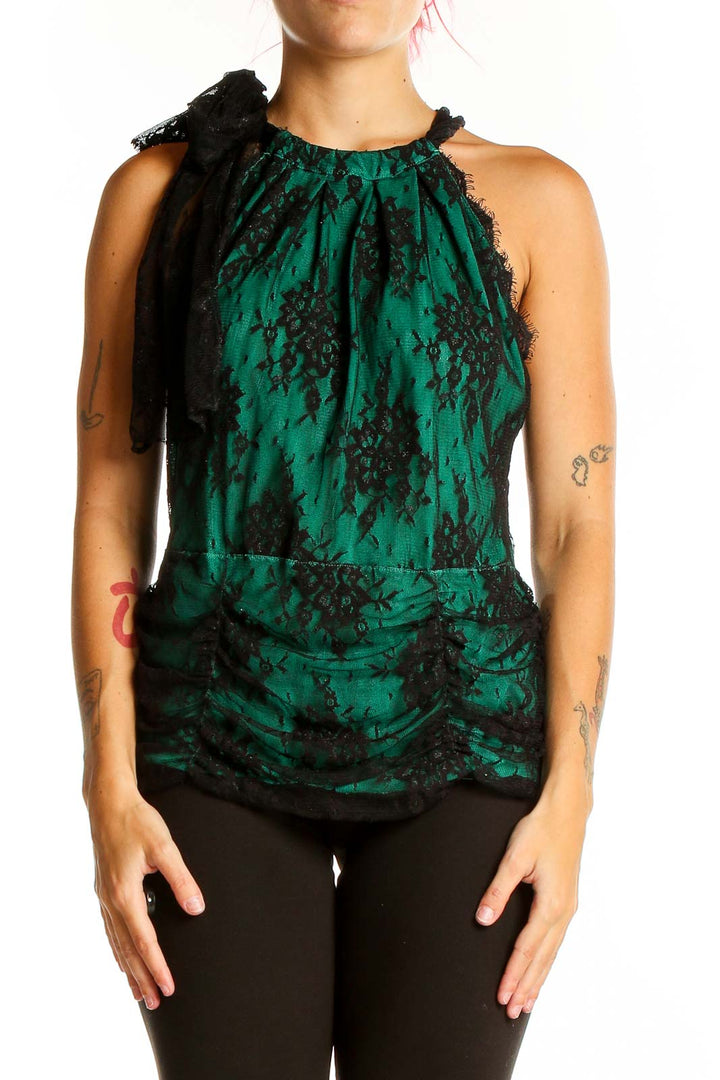 Green Black Halter Top