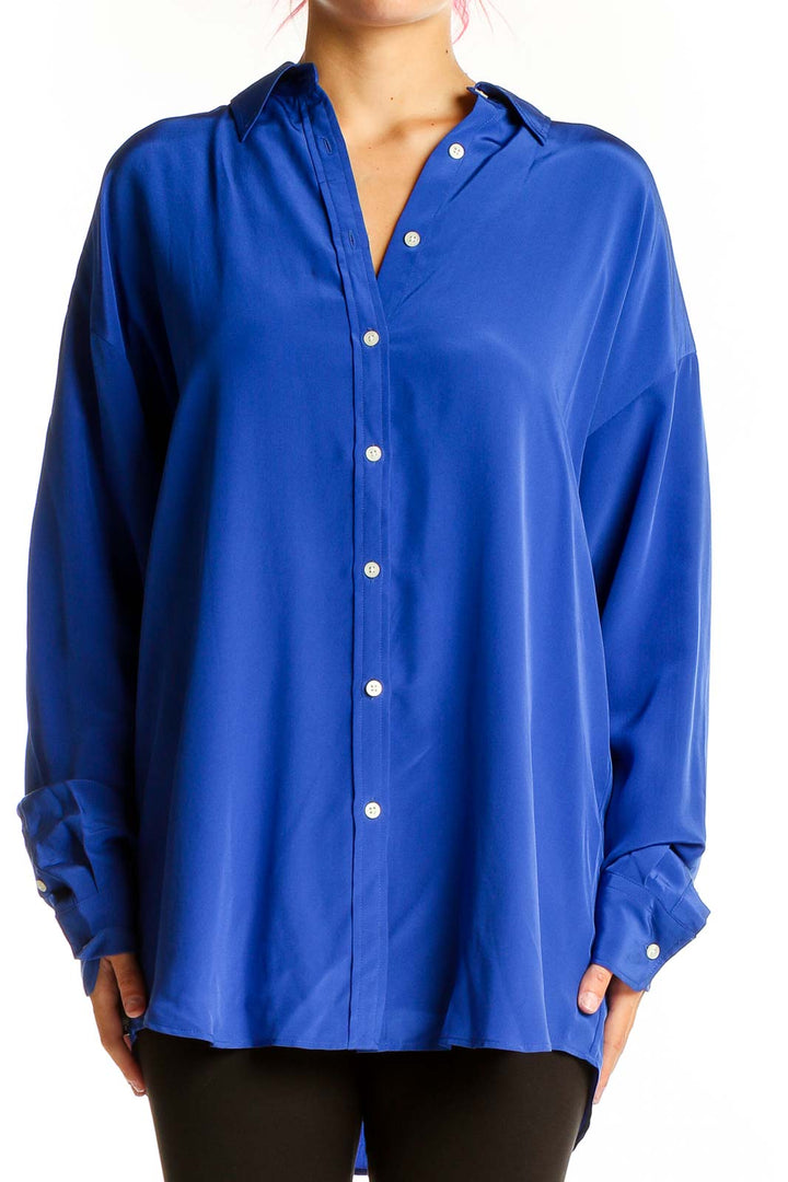 Blue Solid Shirt Top