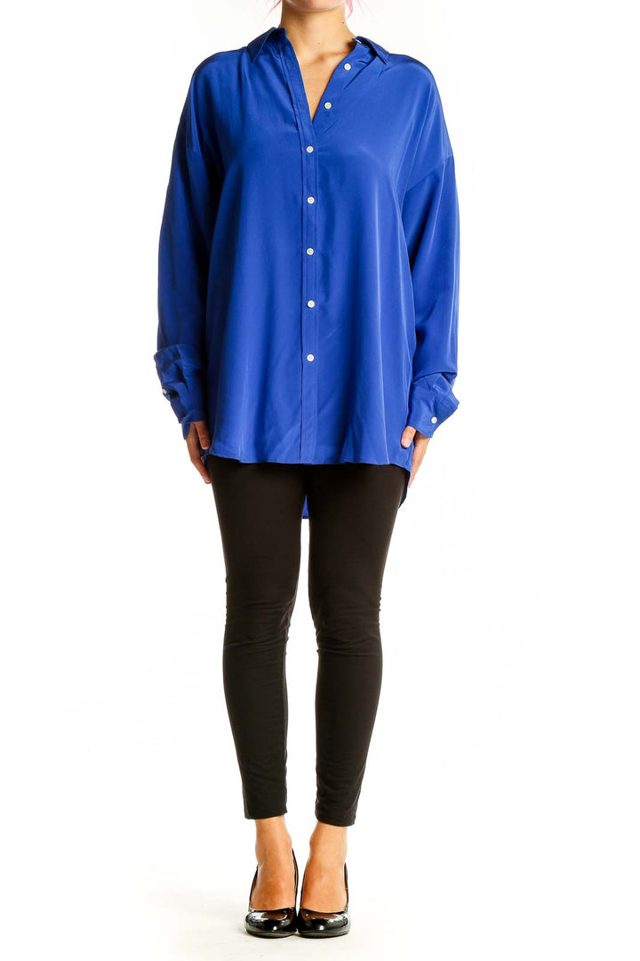 Blue Solid Shirt Top