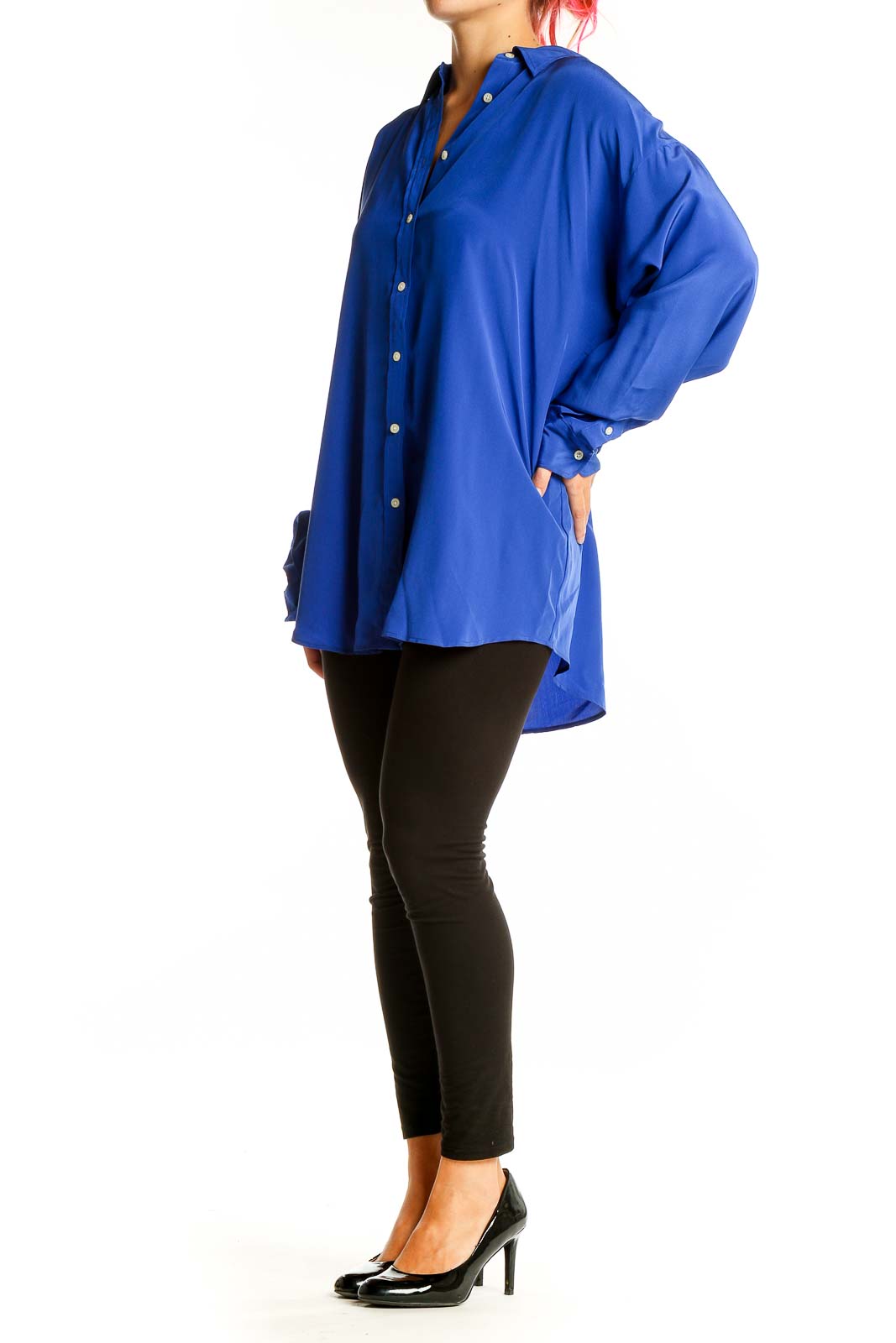 Blue Solid Shirt Top