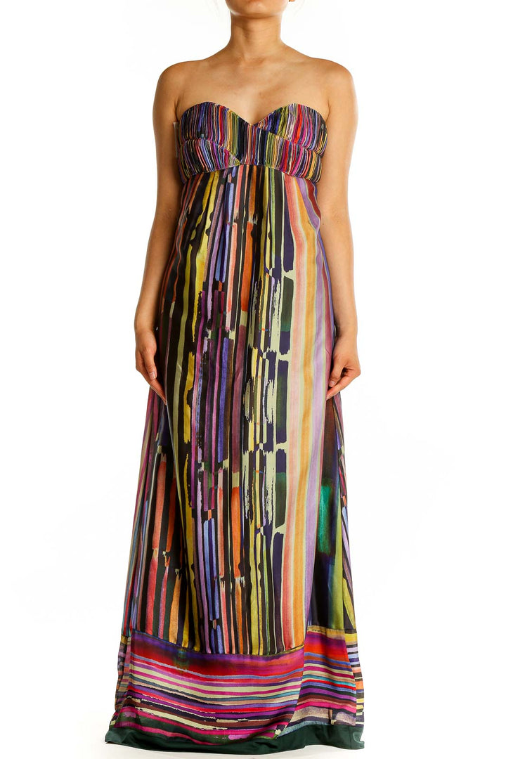 Front view of Ted Baker London multicolor striped strapless maxi dress