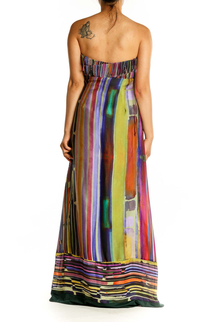 Back view of Ted Baker London multicolor striped strapless maxi dress