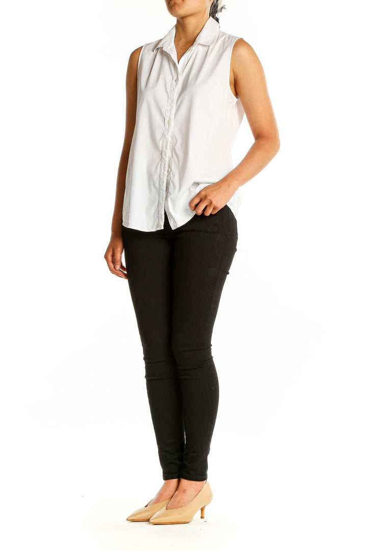 White Solid Shirt Top