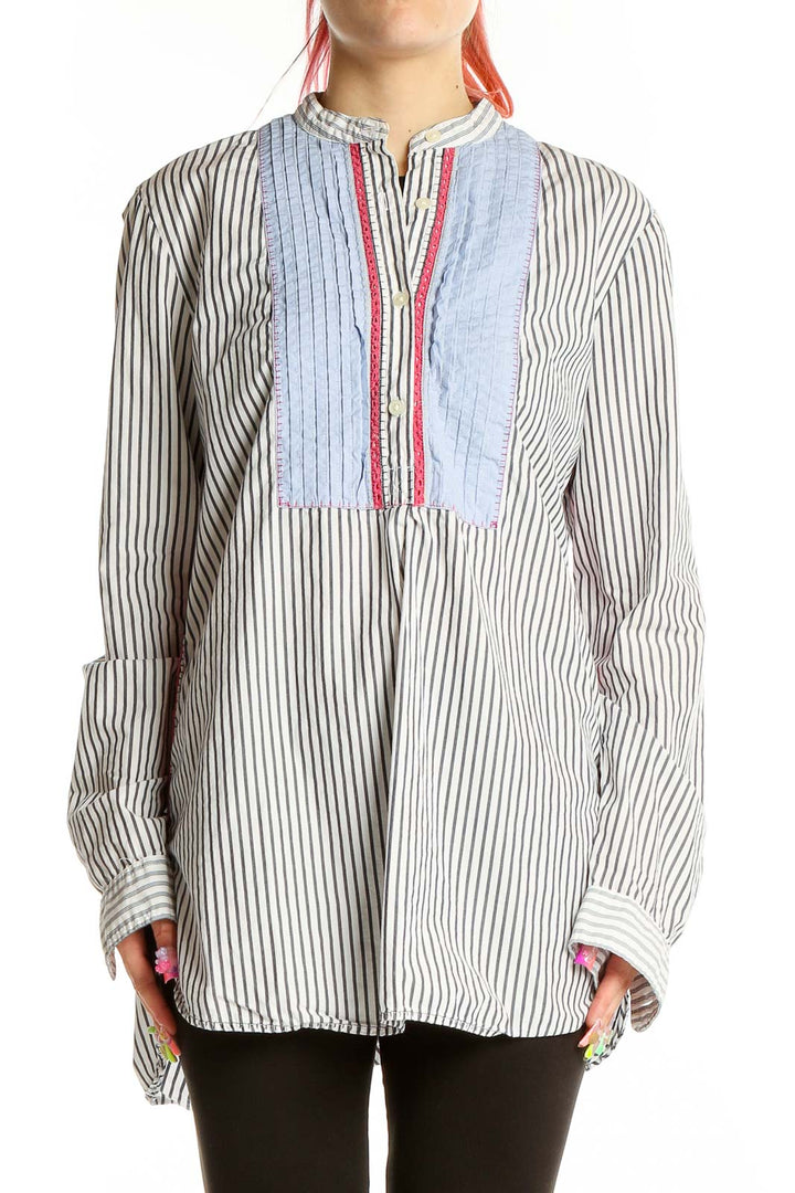 White Long Sleeve Pin Stripe Top