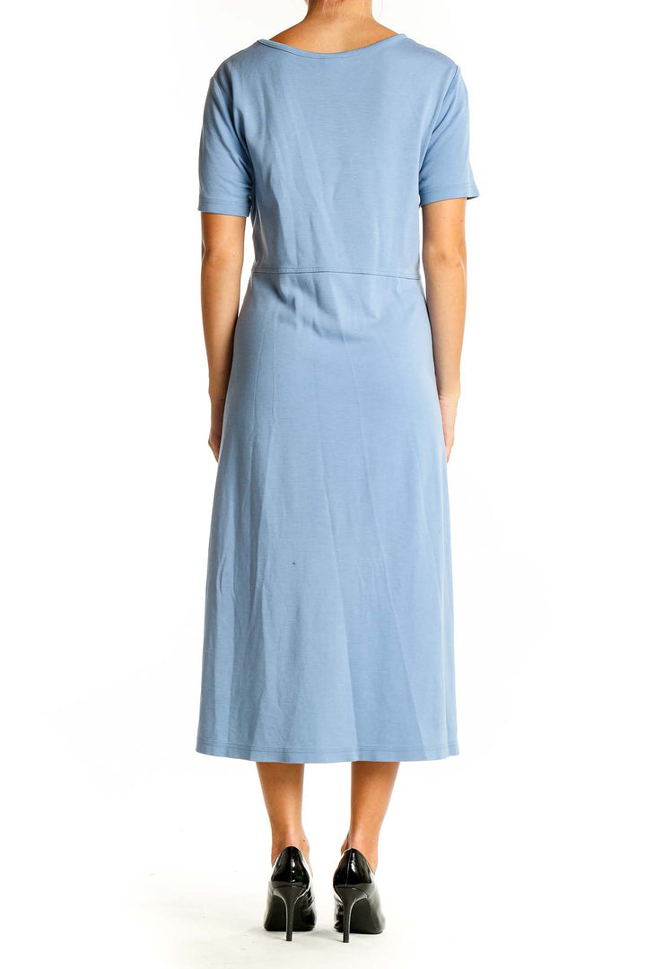 Back view of light blue L.L.Bean midi T-shirt dress