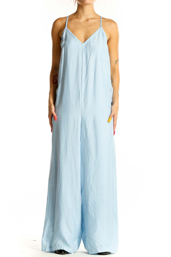 Blue Solid Jumpsuit