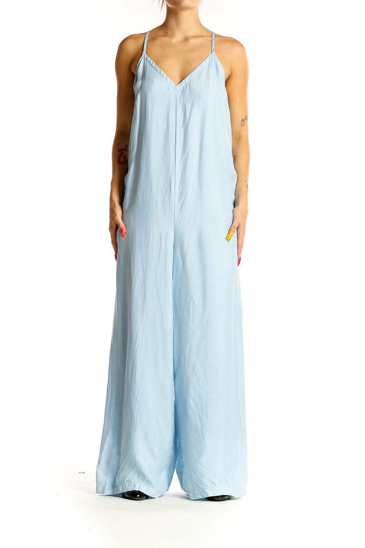 Blue Solid Jumpsuit