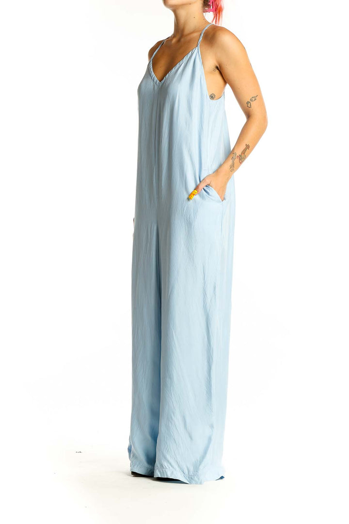 Blue Solid Jumpsuit