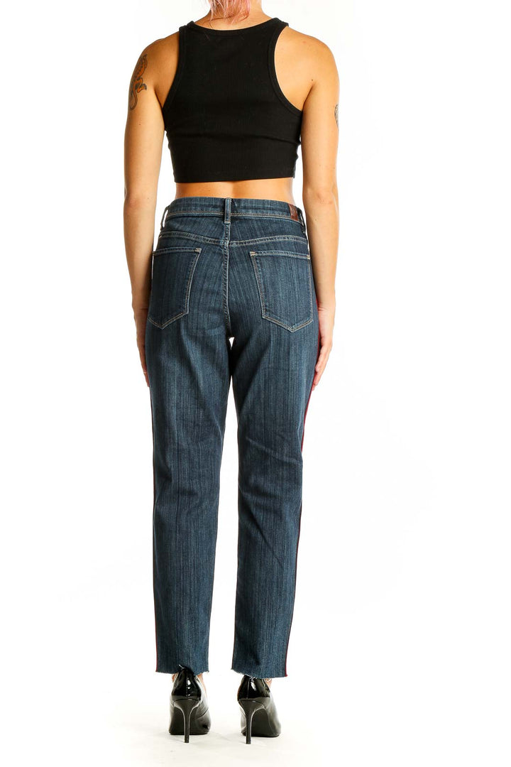 Back view of Simply Vera Vera Wang dark blue jeans showing straight-leg cut and pockets