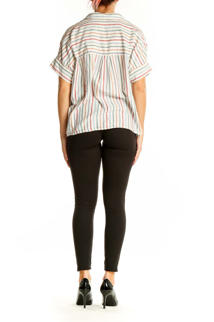 Back view of Madewell multicolor striped short-sleeve button-down shirt