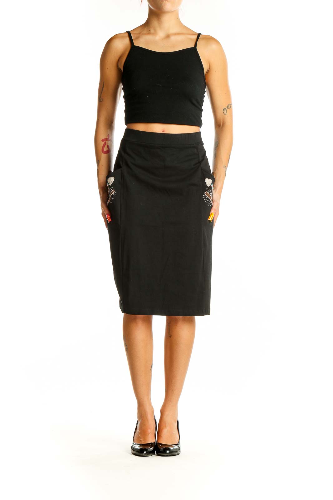 Black Embroidered Skirt