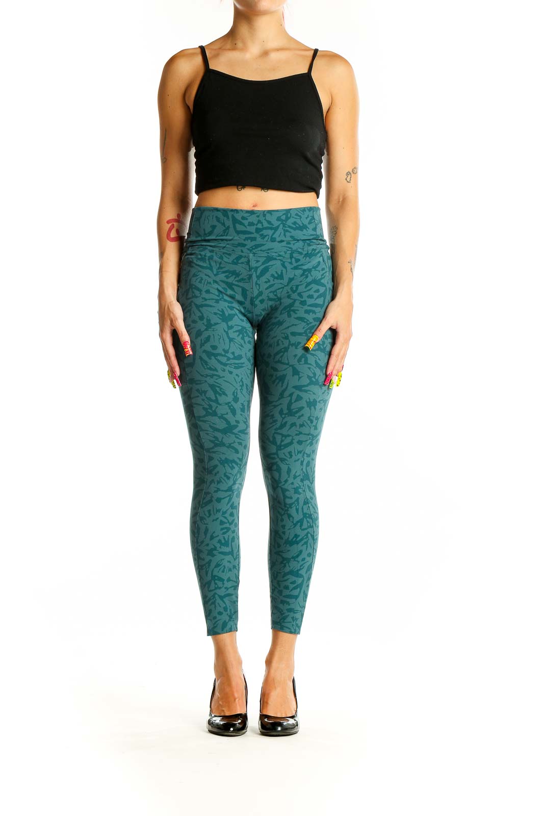 Green Abstract Print Leggings