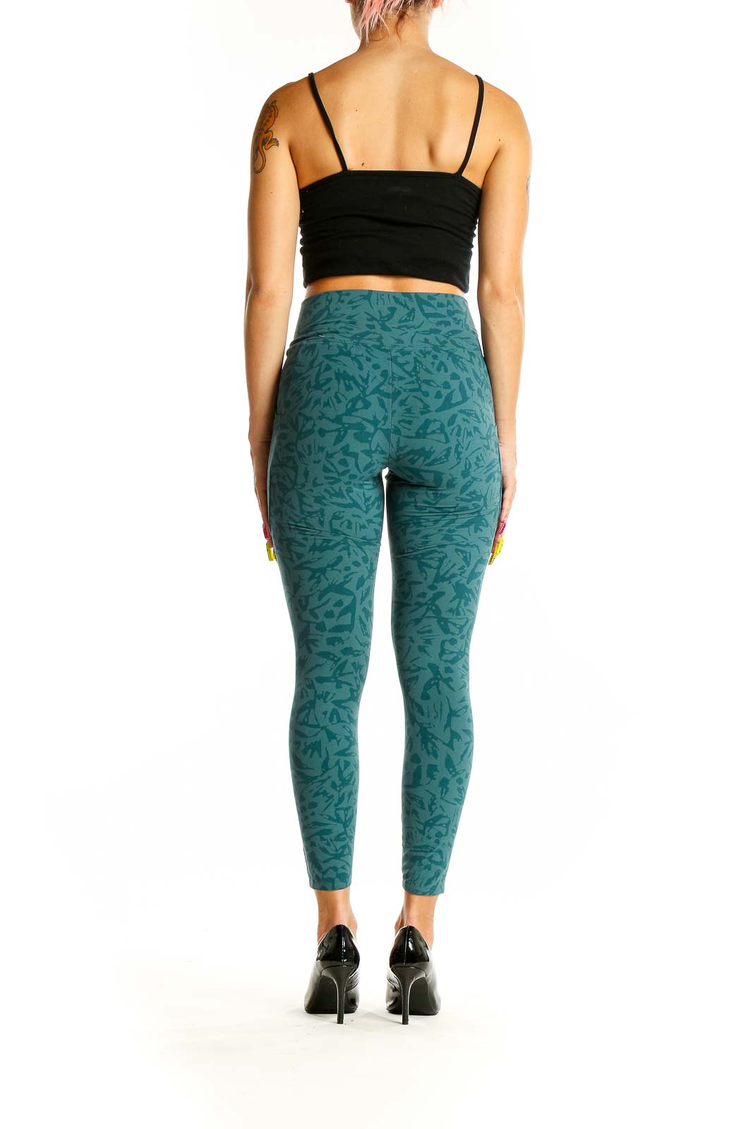 Green Abstract Print Leggings