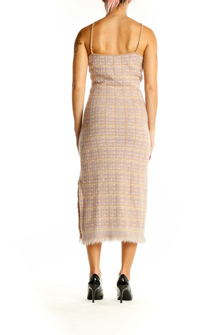 Beige Check Knit Dress