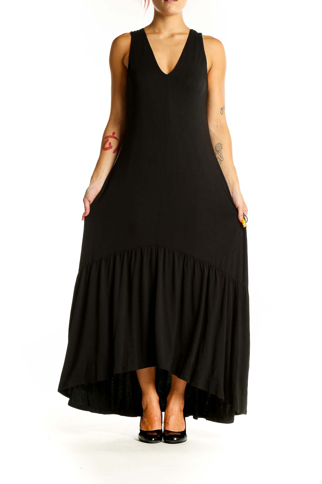 Black Solid Maxi Dress