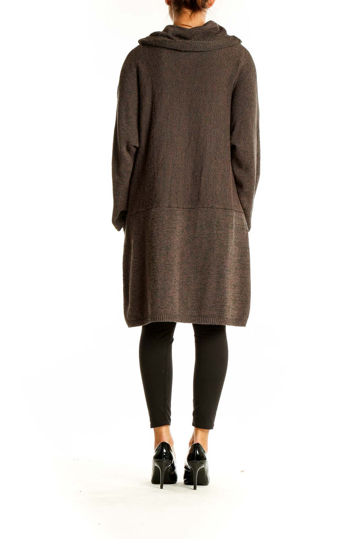 Back view of brown oversized hooded knit sweater from Soft Surroundings