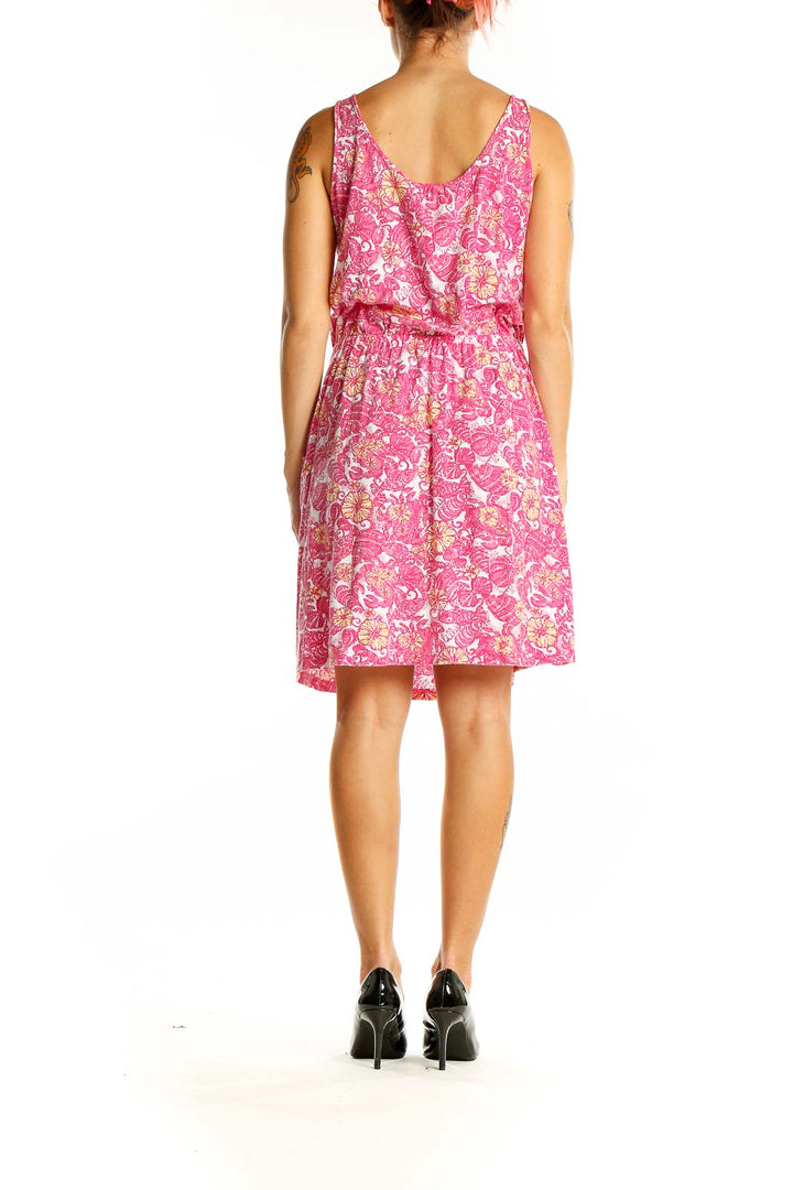 Back view of Lilly Pulitzer pink floral sundress showing relaxed fit