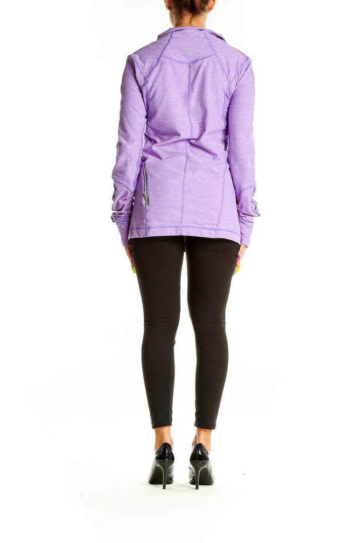 Back view of purple Lululemon half-zip athletic top