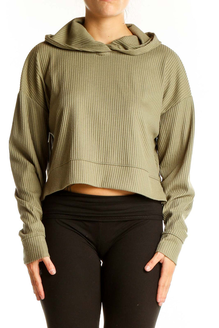 Green Pinstripe Crop Top Sweater