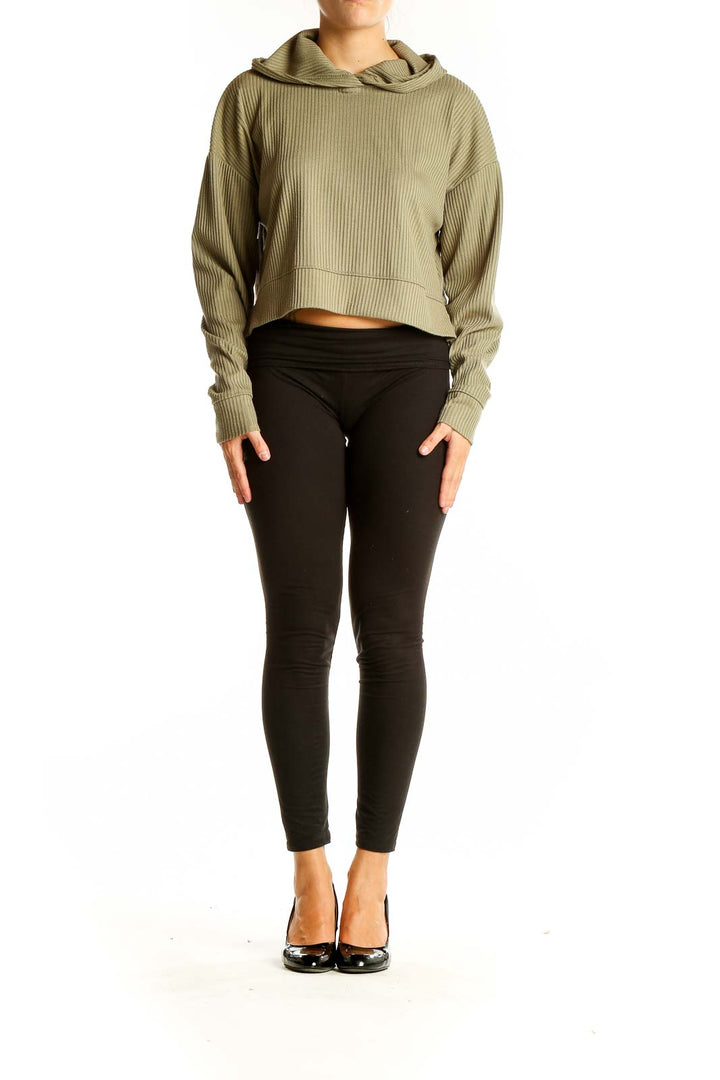 Green Pinstripe Crop Top Sweater